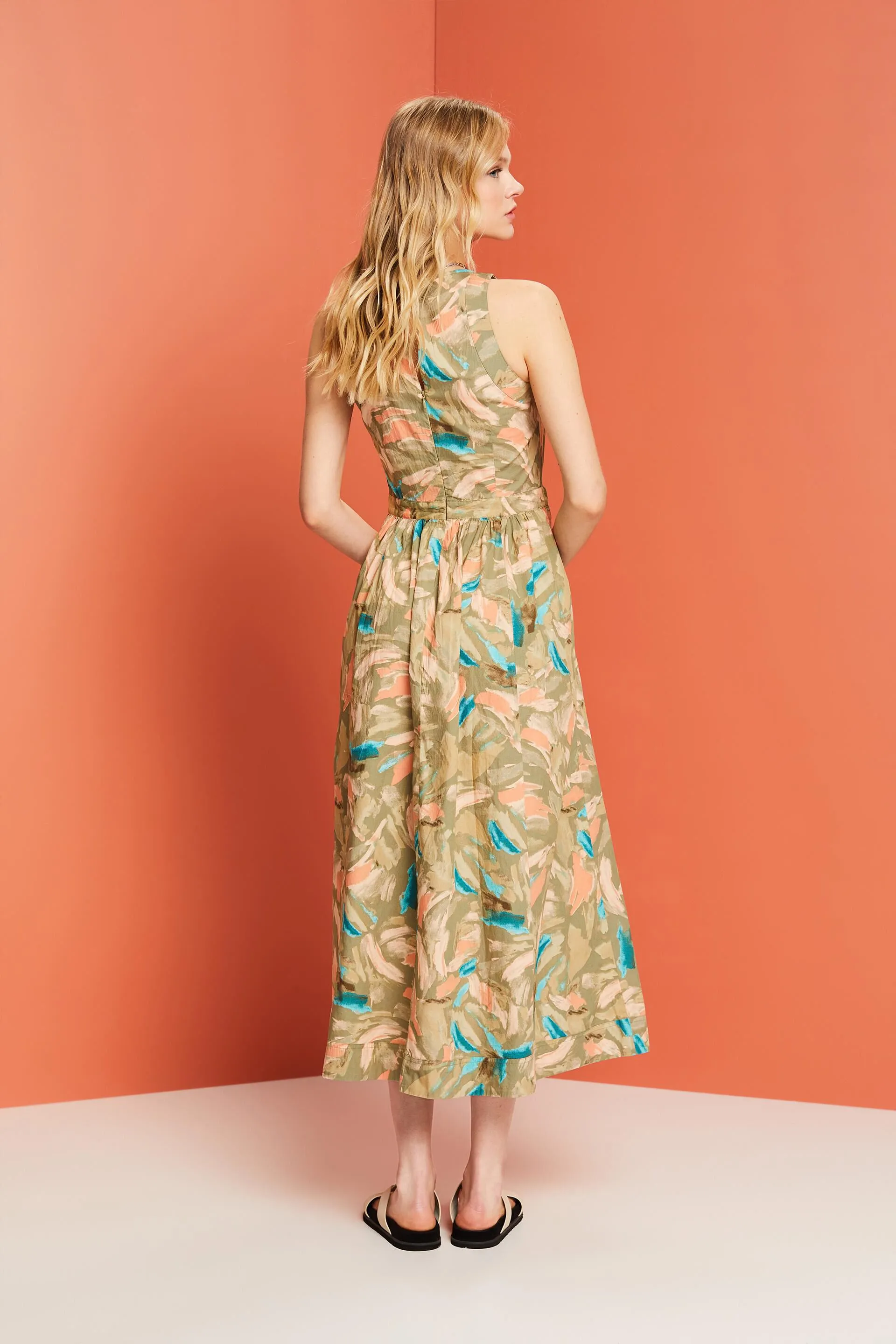 Abito midi a fantasia, 100% cotone