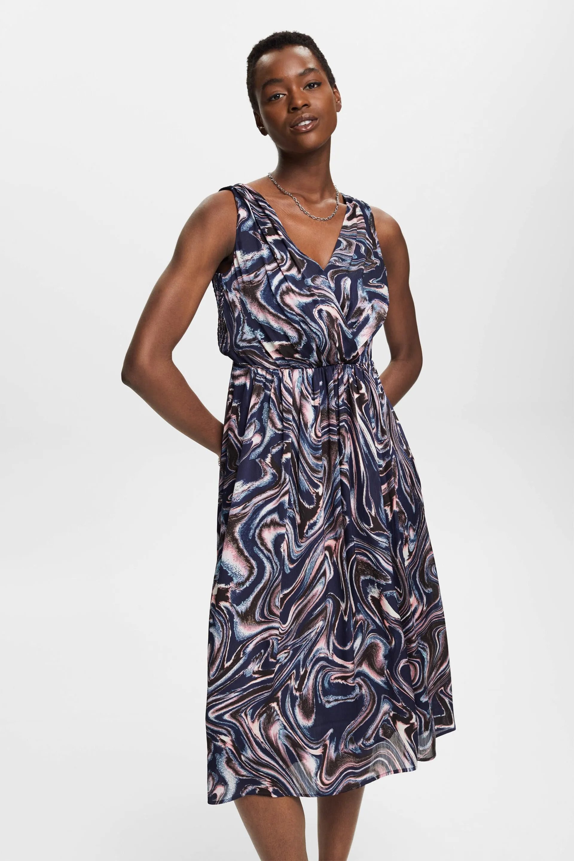 Abito midi con stampa allover