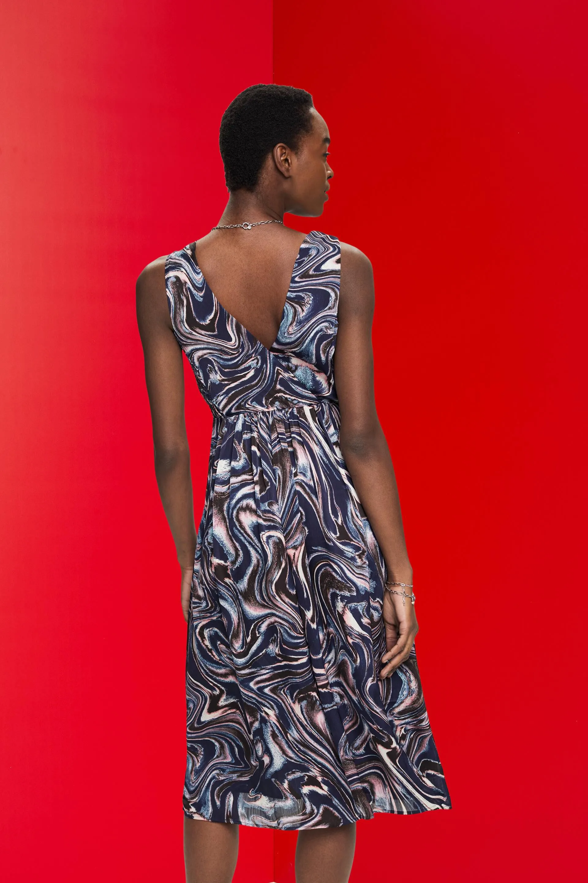Abito midi con stampa allover
