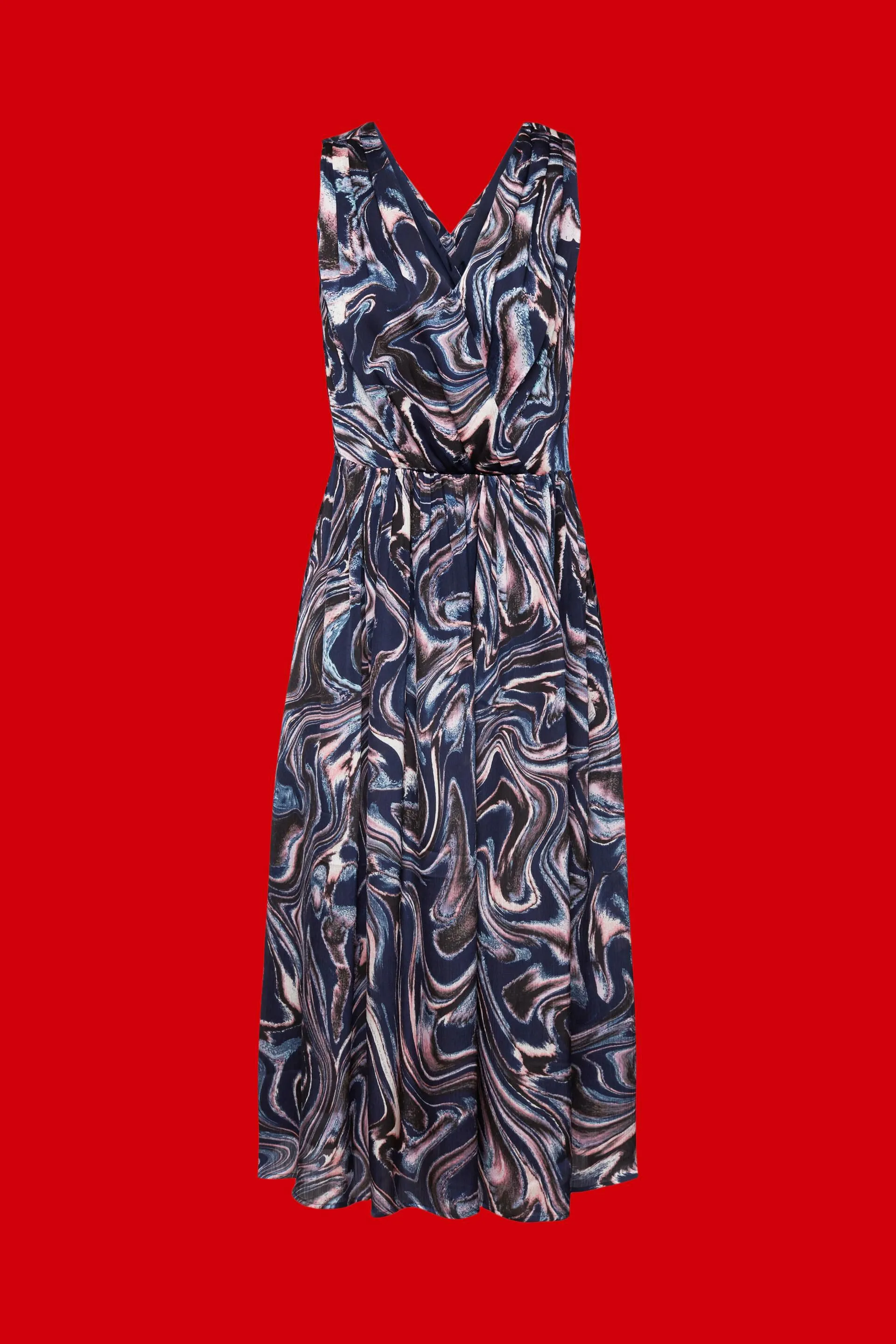 Abito midi con stampa allover
