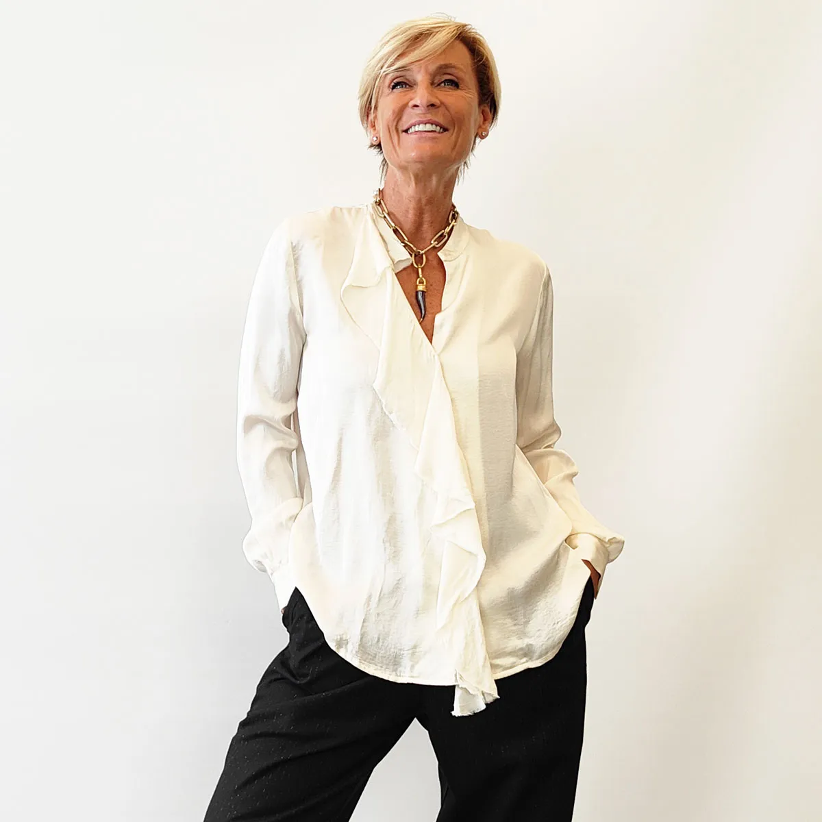 Alessia Santi – Camicia Rouches Avorio