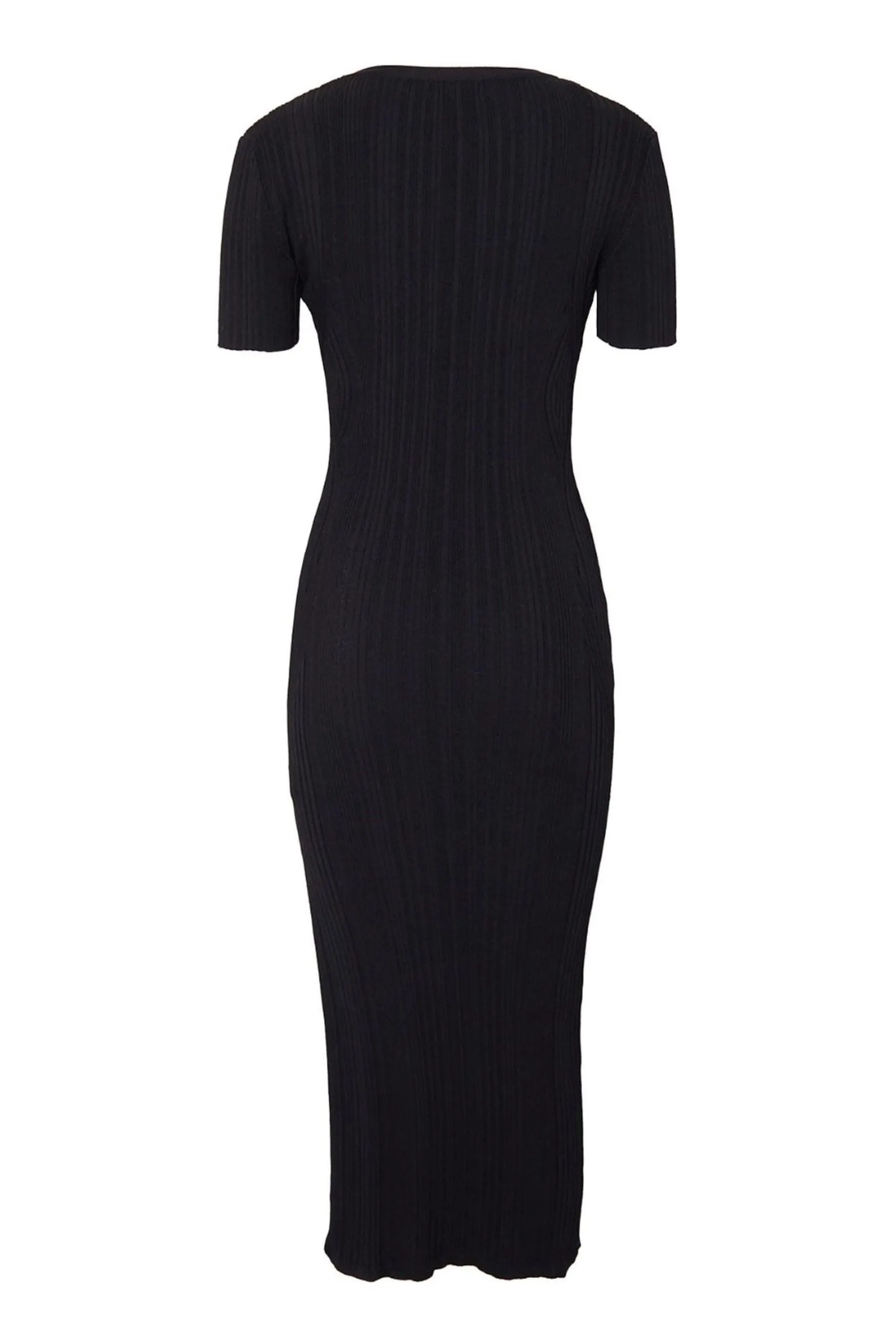 Another Sunday - Manica corta Nero in maglia a coste - Abito longuette