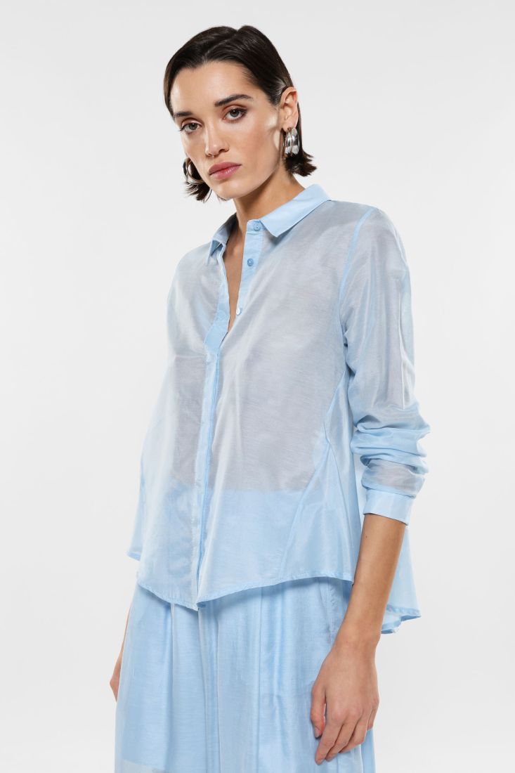 Camicia effetto trasparenza con colletto classico