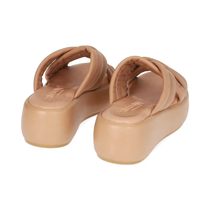 Ciabatte nude, zeppa 5,5 cm