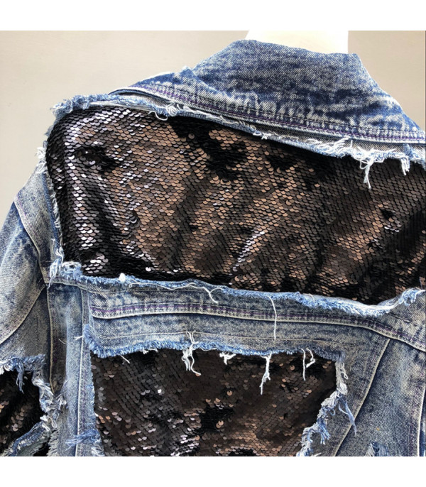 Giacca denim purple sequin
