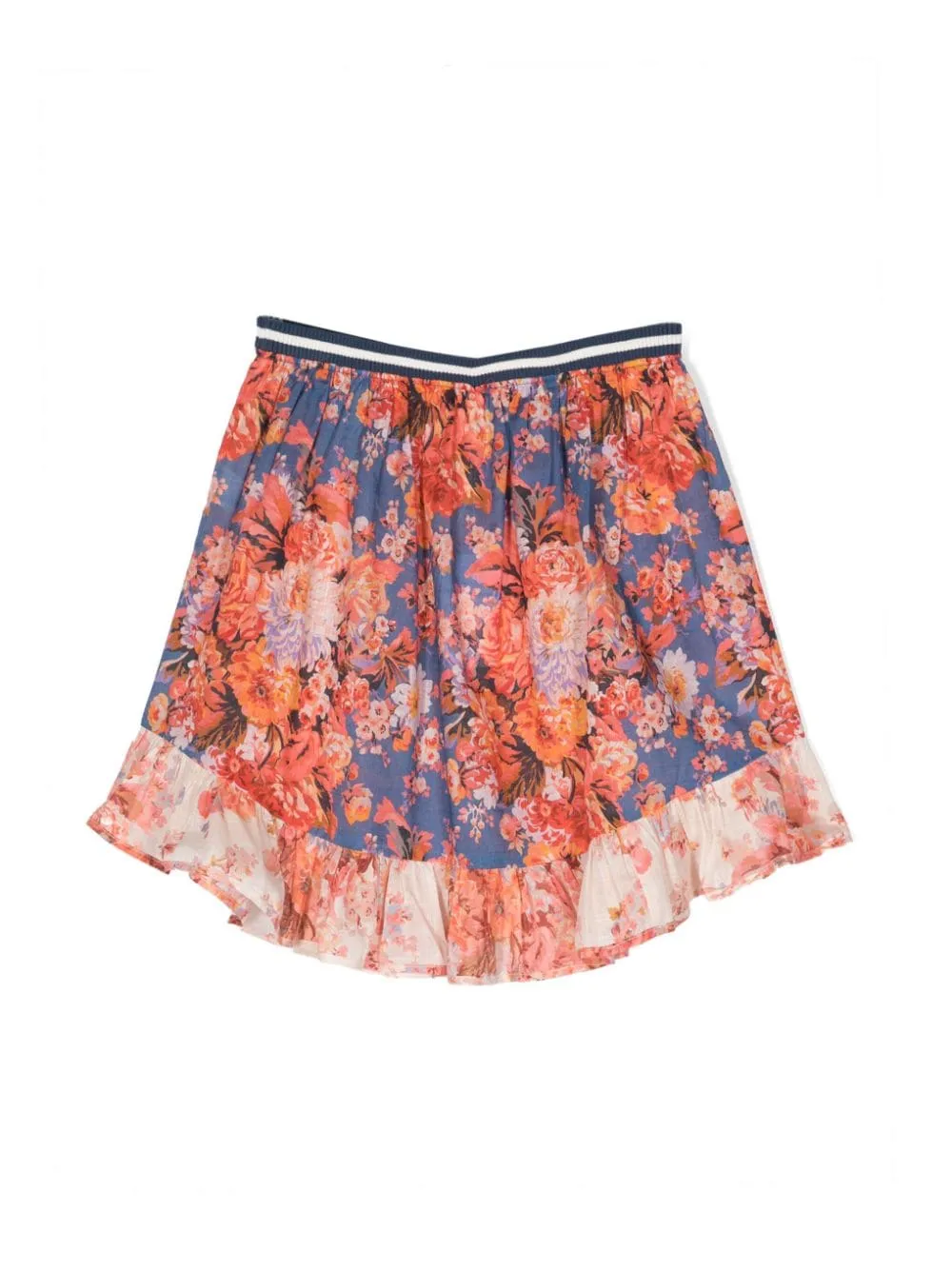 Gonna a fiori con ruches multicolor - bambina