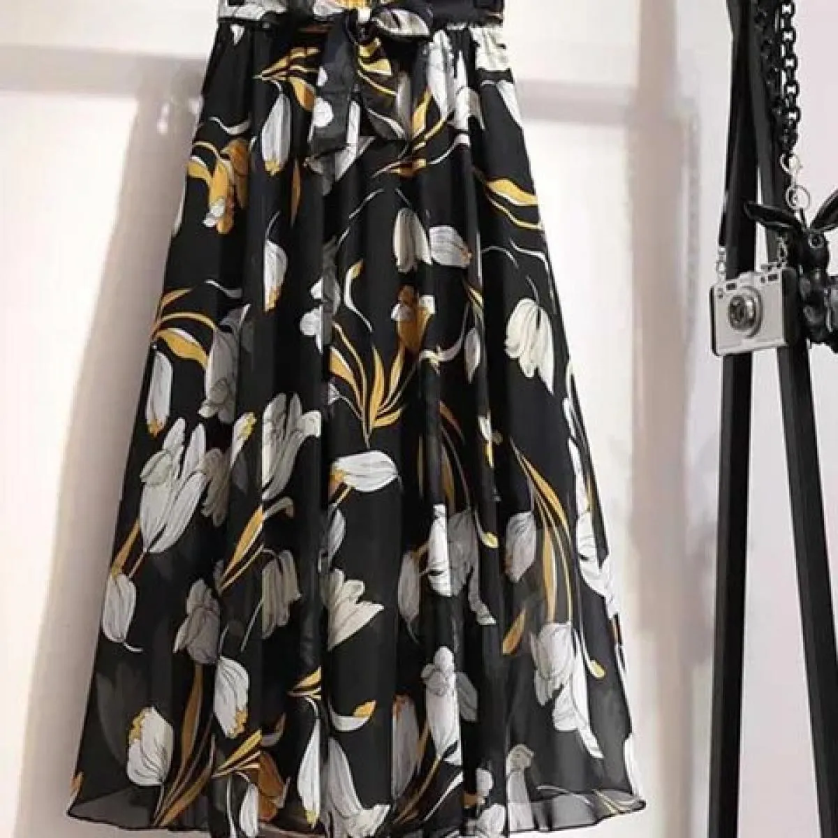 Gonna lunga da donna per il 2023 Primavera Estate Lady Style Bianco Nero Chiffon Sun School Gonna longuette a vita alta Femalesk