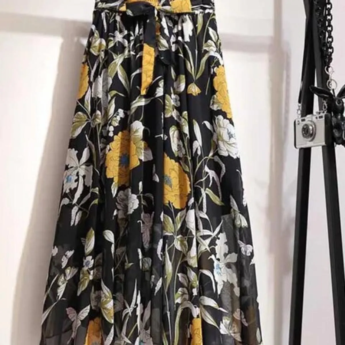 Gonna lunga da donna per il 2023 Primavera Estate Lady Style Bianco Nero Chiffon Sun School Gonna longuette a vita alta Femalesk