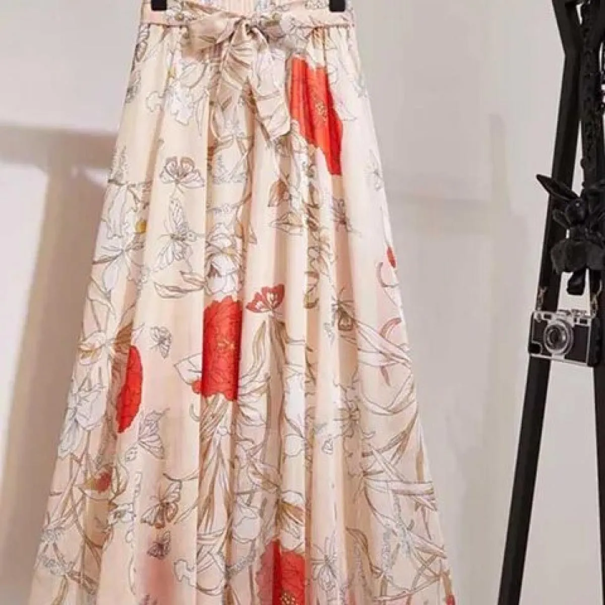 Gonna lunga da donna per il 2023 Primavera Estate Lady Style Bianco Nero Chiffon Sun School Gonna longuette a vita alta Femalesk