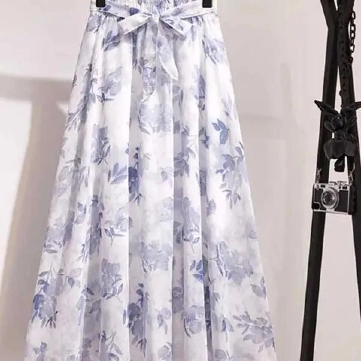 Gonna lunga da donna per il 2023 Primavera Estate Lady Style Bianco Nero Chiffon Sun School Gonna longuette a vita alta Femalesk