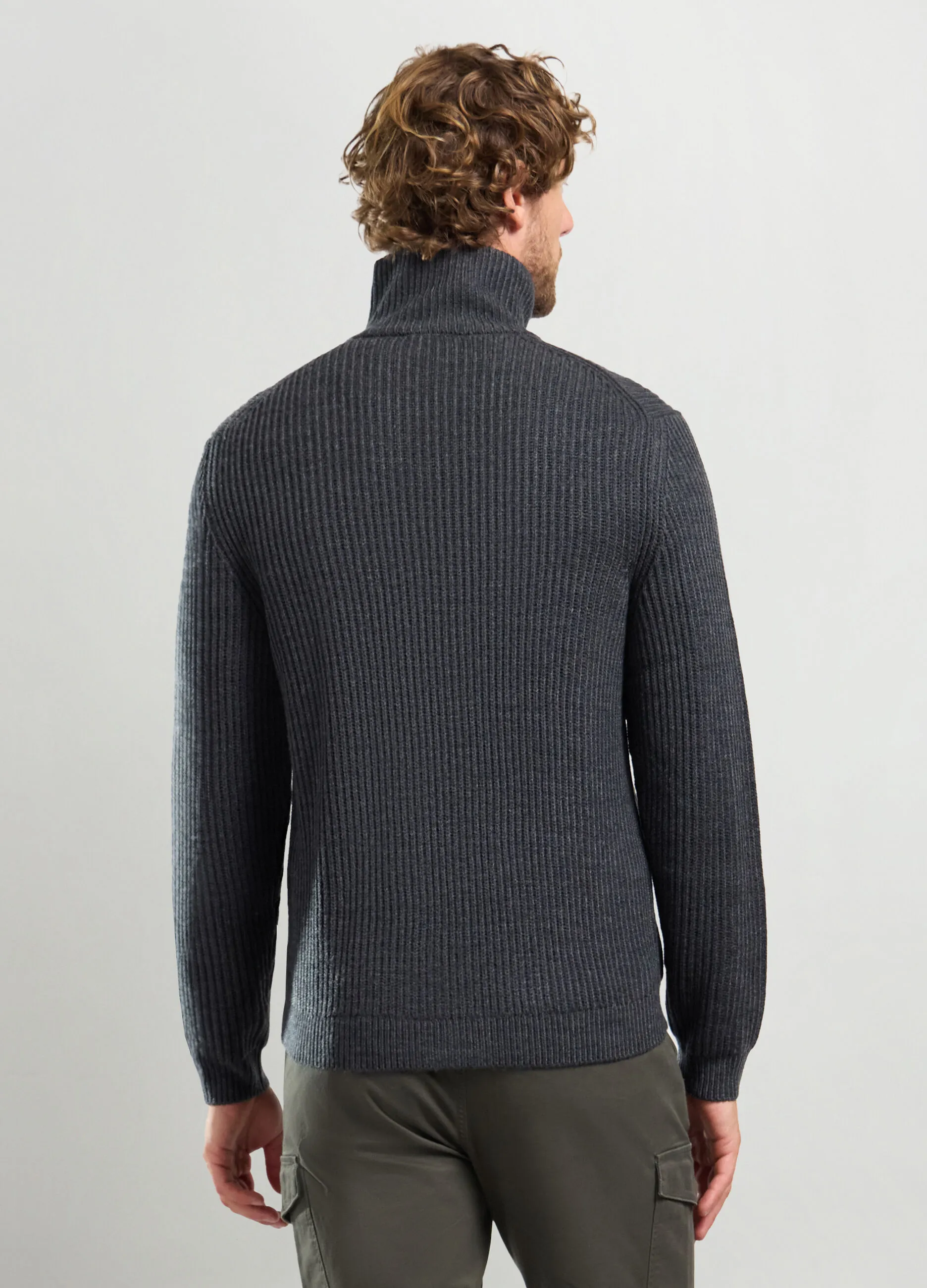J. HART & BROS  Maglione lupetto full zip a costa inglese uomo