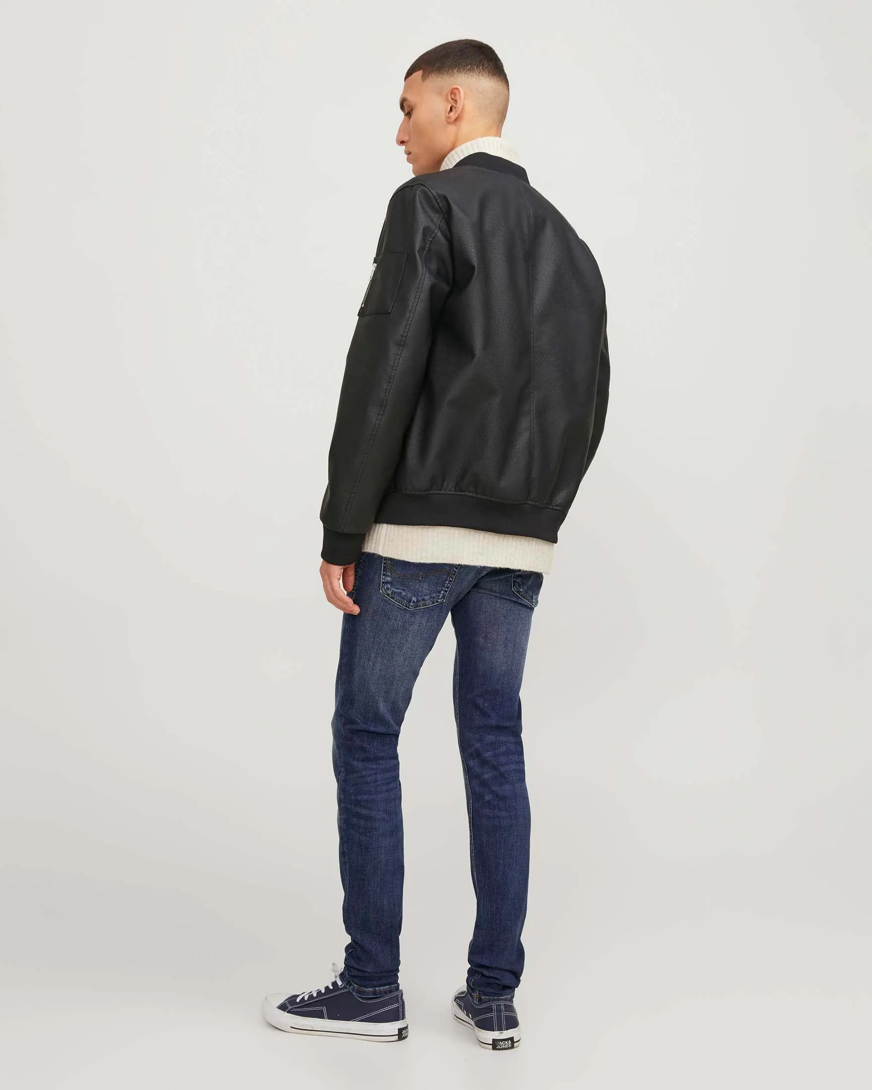 Jeans skinny-fit a vita bassa in cotone stretch lavaggio scuro stone washed