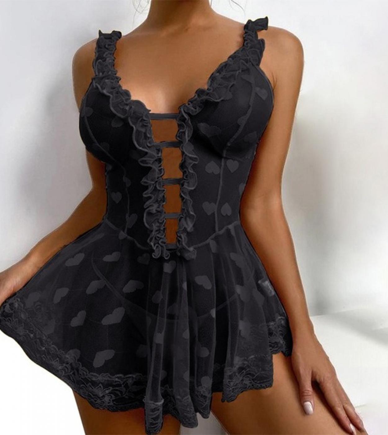 Lingerie di pizzo Donna Sleepwear Scollo a V profondo Abito da notte Camicia da notte Abito esotico S 3xl Mujer Pigiama Babydoll