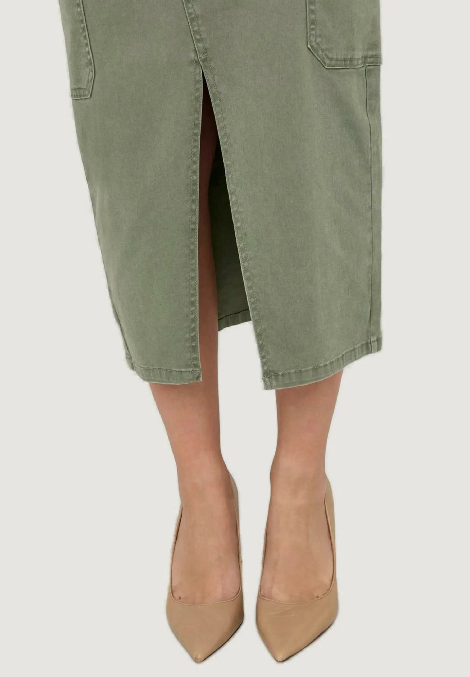 Longuette Only Onllola Hw Cargo Long Slit Noos Verde Oliva