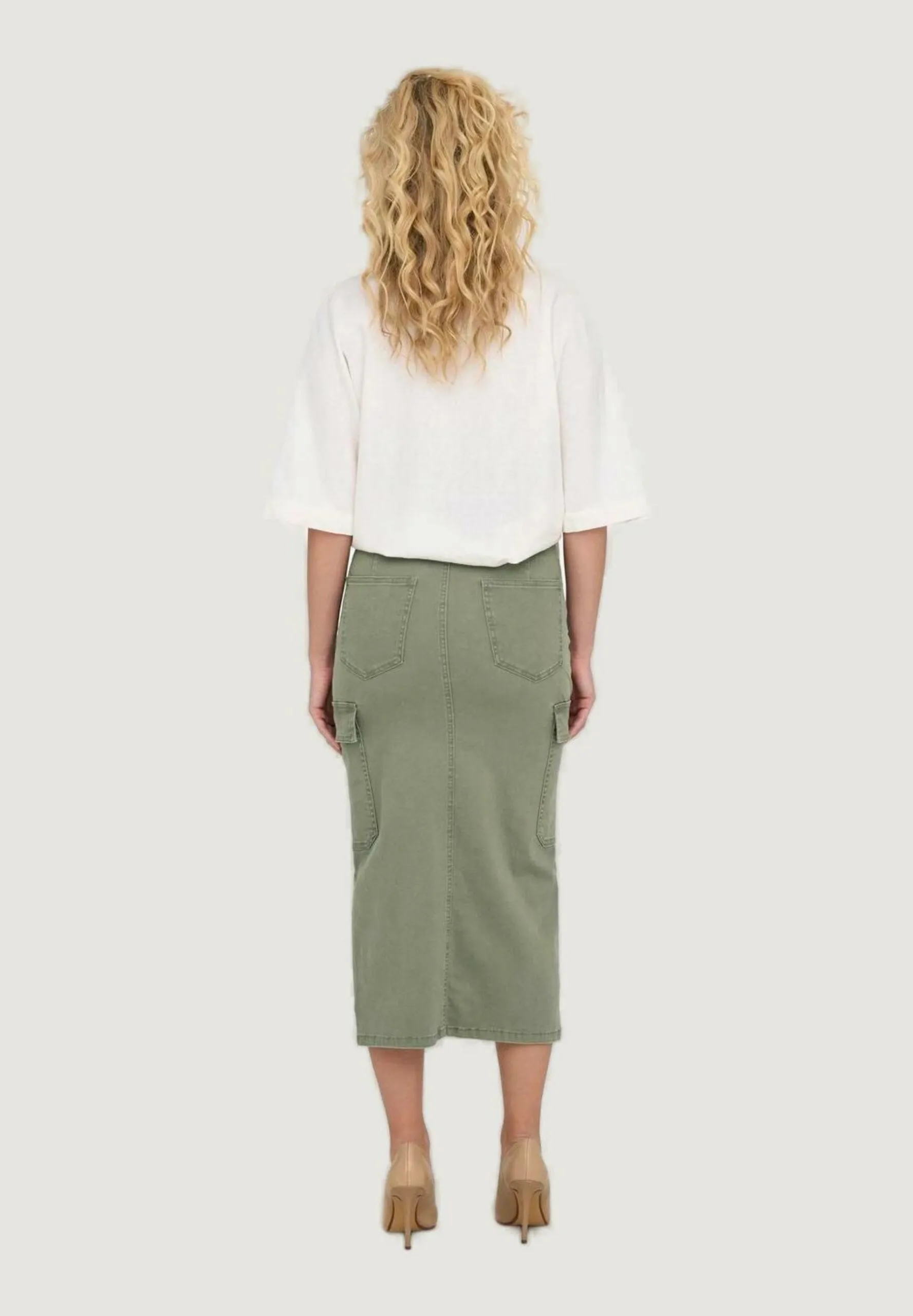Longuette Only Onllola Hw Cargo Long Slit Noos Verde Oliva