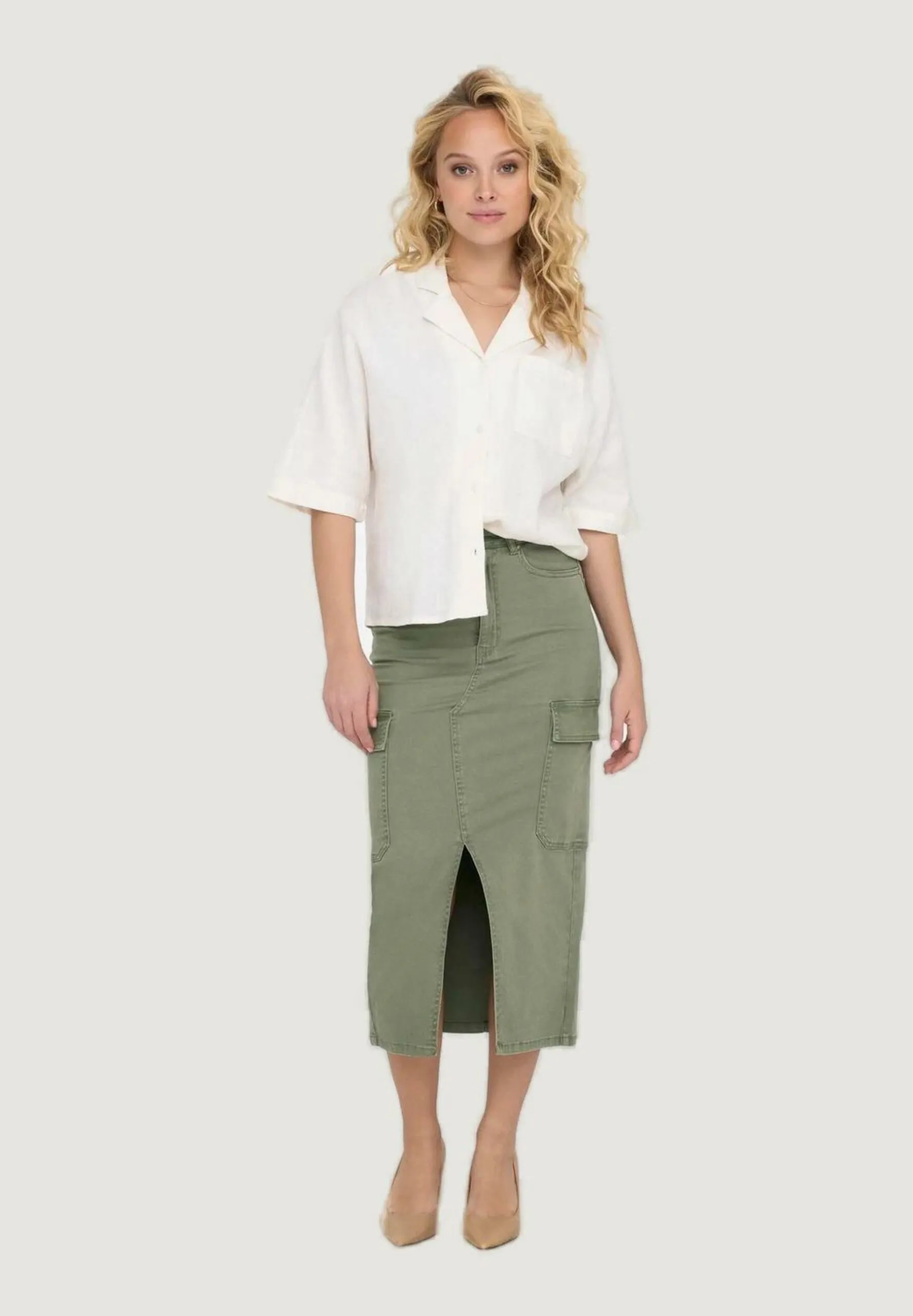 Longuette Only Onllola Hw Cargo Long Slit Noos Verde Oliva