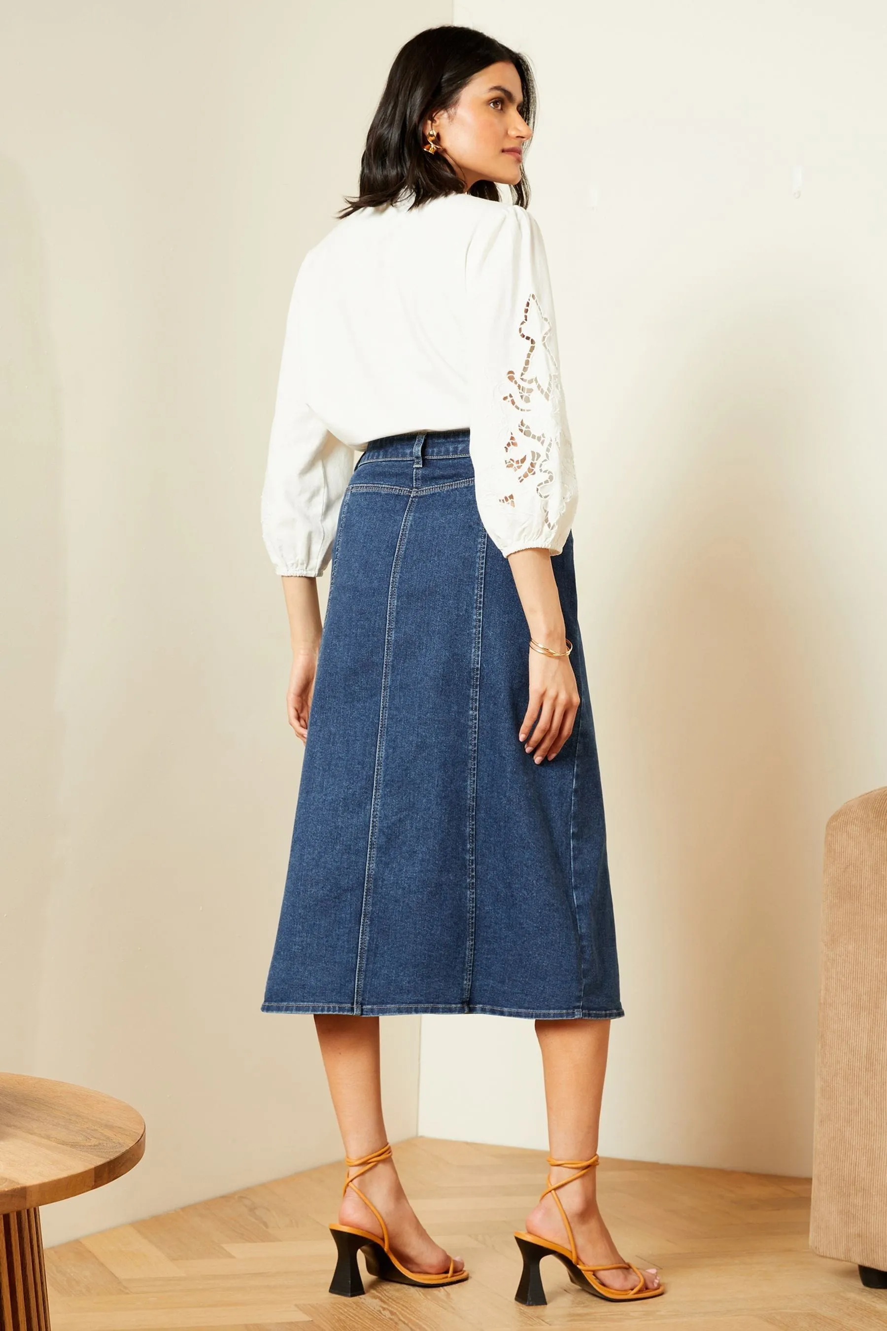 Love & Roses Denim - Gonna Con bottoni smerlata
