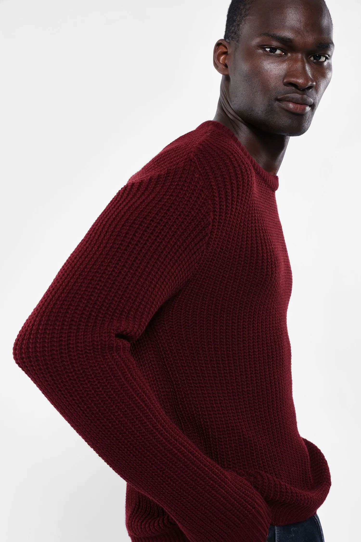   Maglione classico girocollo a coste     