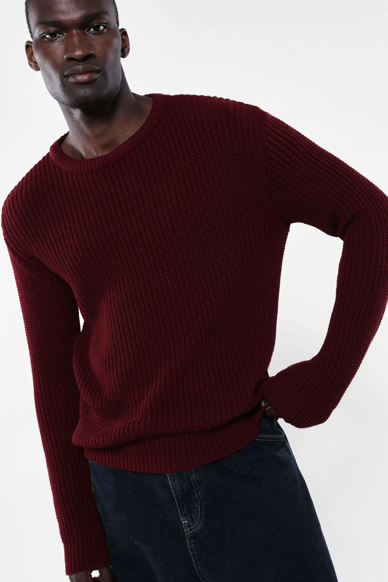   Maglione classico girocollo a coste     