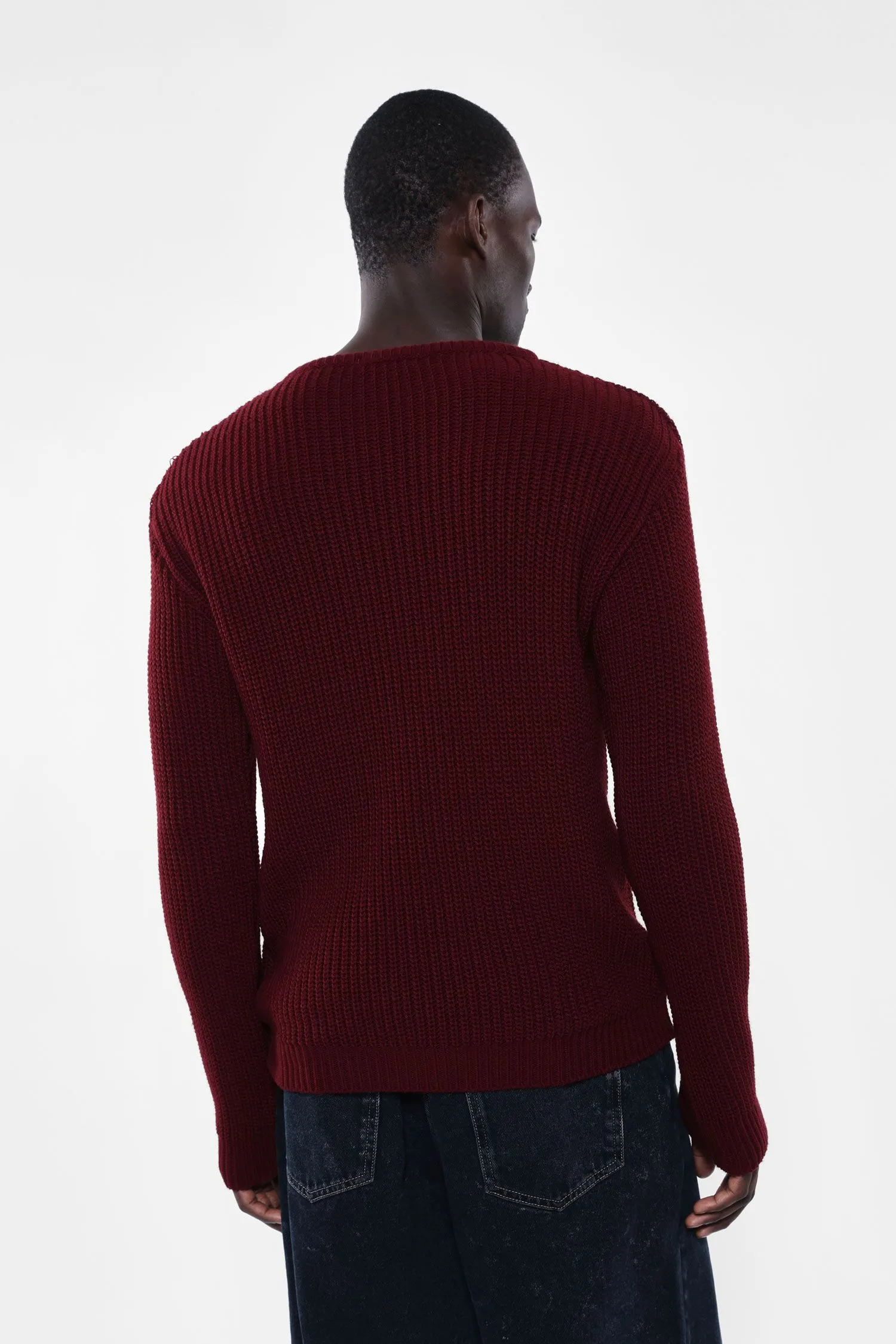   Maglione classico girocollo a coste     