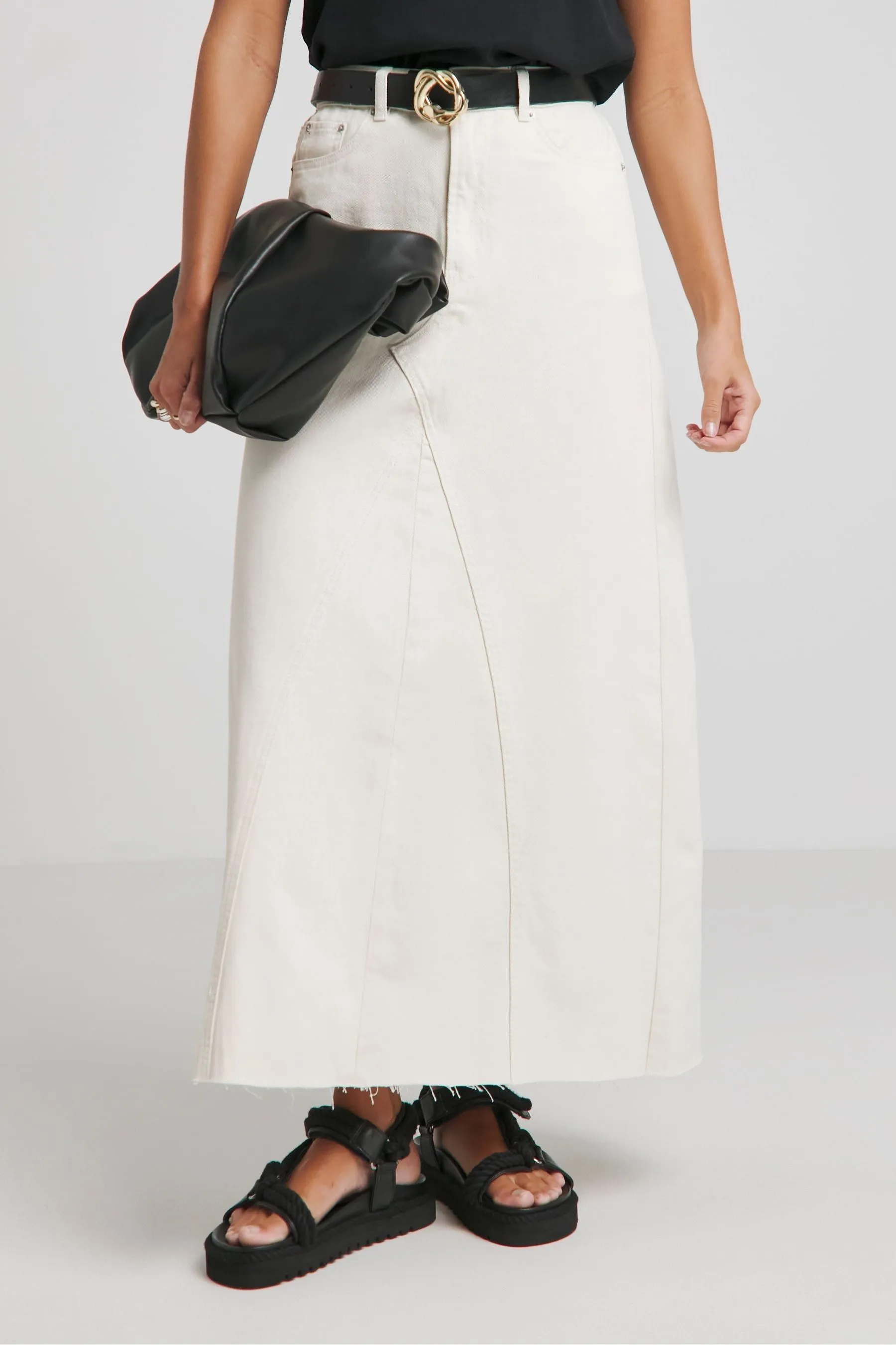 Simply Be - Gonna maxi svasata con Denim