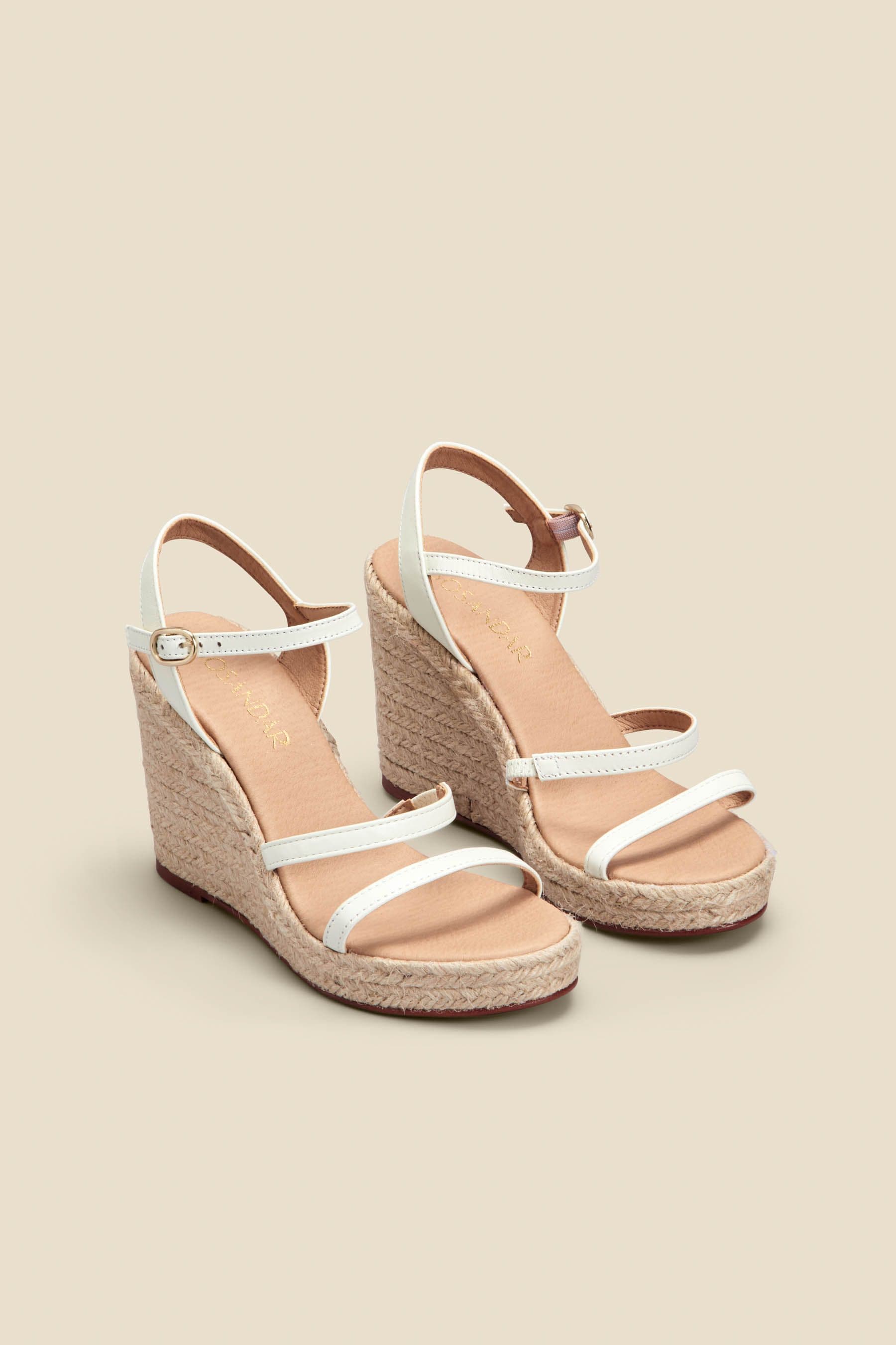Sosandar - Sandali stile espadrillas con zeppa alta e fascia triplo